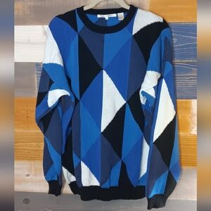 Perry Ellis Vintage 90s Sweater L Geometric Print